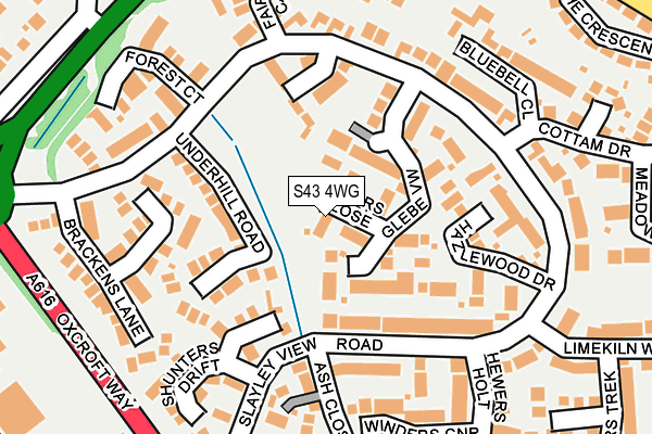 S43 4WG map - OS OpenMap – Local (Ordnance Survey) S43 4WG map - OS OpenMap – Local (Ordnance Survey)