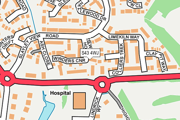 S43 4WJ map - OS OpenMap – Local (Ordnance Survey) S43 4WJ map - OS OpenMap – Local (Ordnance Survey)