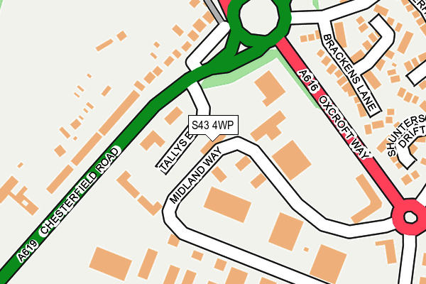 S43 4WP map - OS OpenMap – Local (Ordnance Survey) S43 4WP map - OS OpenMap – Local (Ordnance Survey)
