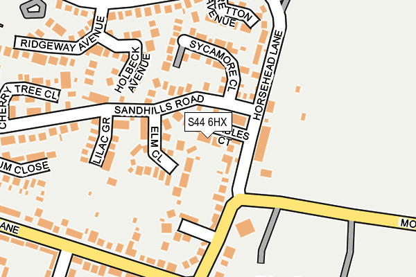 S44 6HX map - OS OpenMap – Local (Ordnance Survey) S44 6HX map - OS OpenMap – Local (Ordnance Survey)