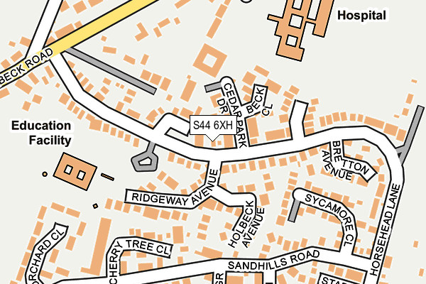 S44 6XH map - OS OpenMap – Local (Ordnance Survey) S44 6XH map - OS OpenMap – Local (Ordnance Survey)