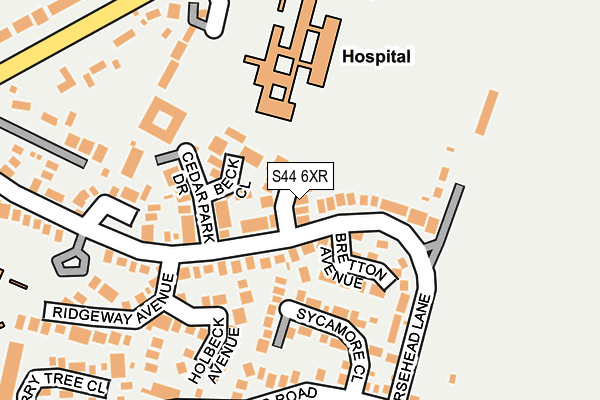 S44 6XR map - OS OpenMap – Local (Ordnance Survey) S44 6XR map - OS OpenMap – Local (Ordnance Survey)