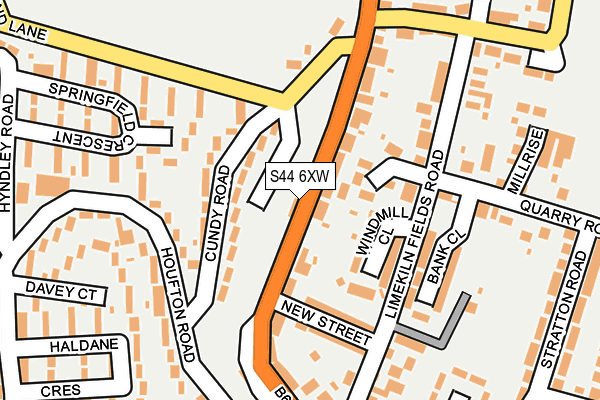 S44 6XW map - OS OpenMap – Local (Ordnance Survey) S44 6XW map - OS OpenMap – Local (Ordnance Survey)