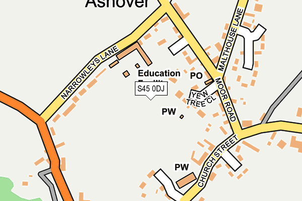 S45 0DJ map - OS OpenMap – Local (Ordnance Survey)