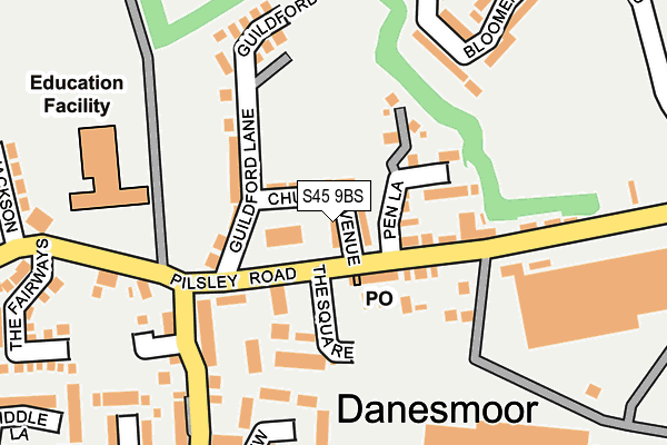 S45 9BS map - OS OpenMap – Local (Ordnance Survey) S45 9BS map - OS OpenMap – Local (Ordnance Survey)