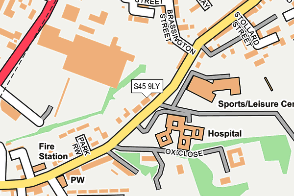 S45 9LY map - OS OpenMap – Local (Ordnance Survey)