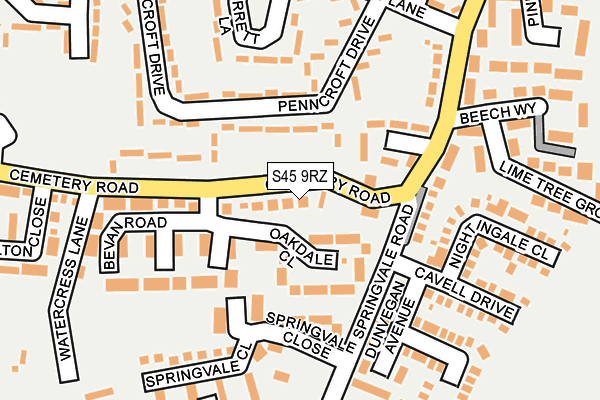 S45 9RZ map - OS OpenMap – Local (Ordnance Survey) S45 9RZ map - OS OpenMap – Local (Ordnance Survey)