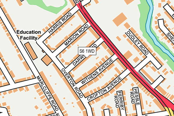 S6 1WD map - OS OpenMap – Local (Ordnance Survey) S6 1WD map - OS OpenMap – Local (Ordnance Survey)