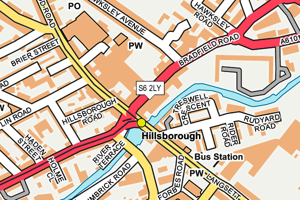 S6 2LY map - OS OpenMap – Local (Ordnance Survey)