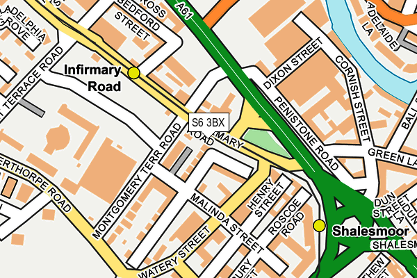 S6 3BX map - OS OpenMap – Local (Ordnance Survey) S6 3BX map - OS OpenMap – Local (Ordnance Survey)