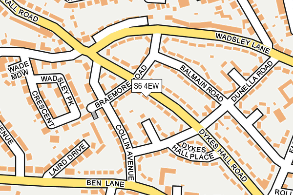 S6 4EW map - OS OpenMap – Local (Ordnance Survey) S6 4EW map - OS OpenMap – Local (Ordnance Survey)