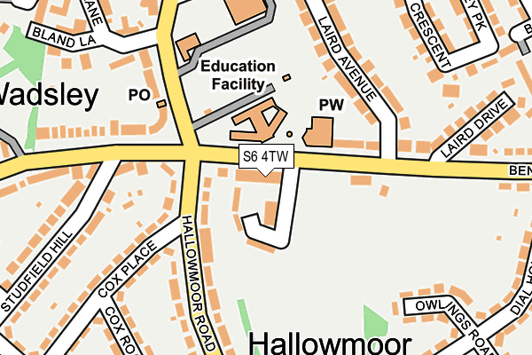 S6 4TW map - OS OpenMap – Local (Ordnance Survey) S6 4TW map - OS OpenMap – Local (Ordnance Survey)