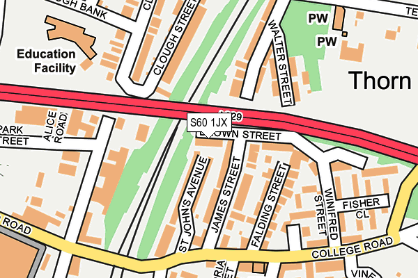 S60 1JX map - OS OpenMap – Local (Ordnance Survey)