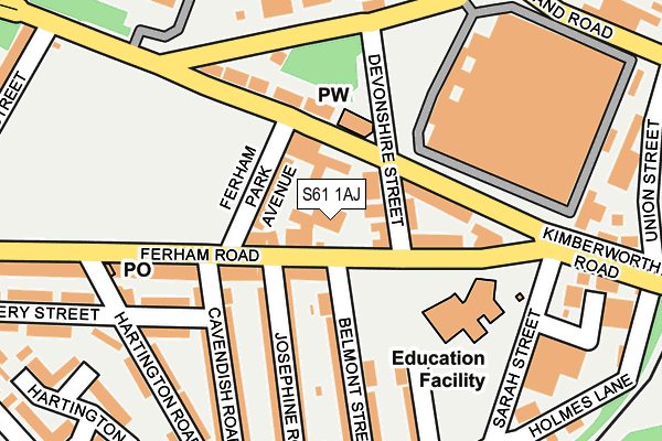 S61 1AJ map - OS OpenMap – Local (Ordnance Survey)