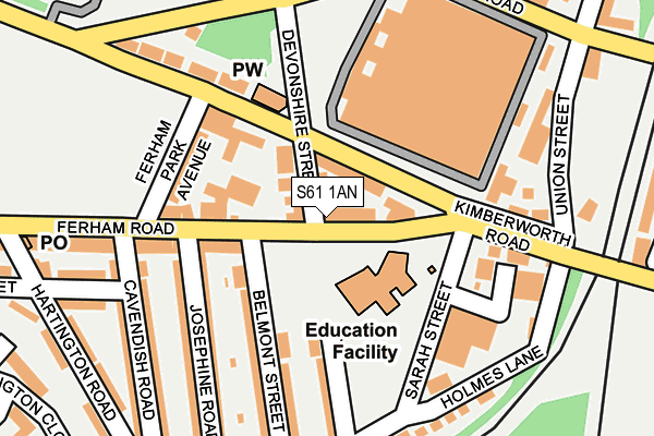 S61 1AN map - OS OpenMap – Local (Ordnance Survey) S61 1AN map - OS OpenMap – Local (Ordnance Survey)