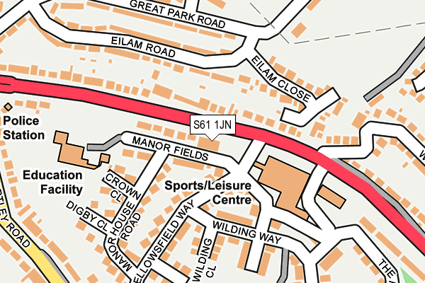 S61 1JN map - OS OpenMap – Local (Ordnance Survey)