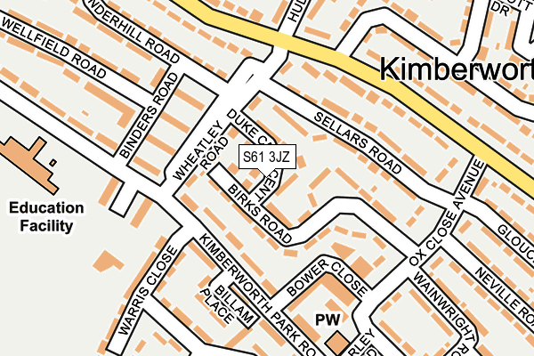 S61 3JZ map - OS OpenMap – Local (Ordnance Survey)