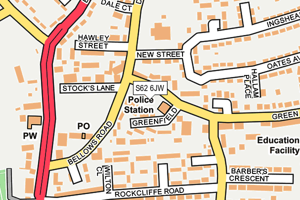 S62 6JW map - OS OpenMap – Local (Ordnance Survey) S62 6JW map - OS OpenMap – Local (Ordnance Survey)