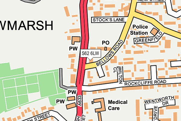 S62 6LW map - OS OpenMap – Local (Ordnance Survey) S62 6LW map - OS OpenMap – Local (Ordnance Survey)