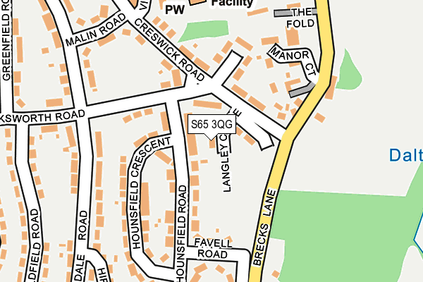 S65 3QG map - OS OpenMap – Local (Ordnance Survey) S65 3QG map - OS OpenMap – Local (Ordnance Survey)