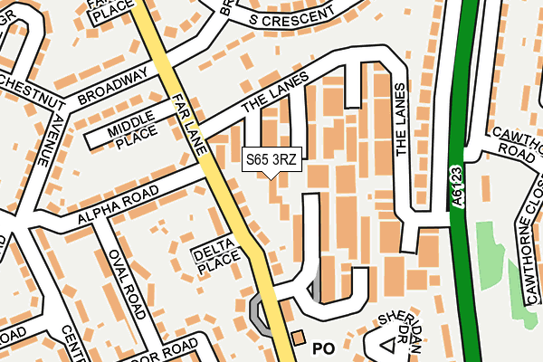 S65 3RZ map - OS OpenMap – Local (Ordnance Survey) S65 3RZ map - OS OpenMap – Local (Ordnance Survey)