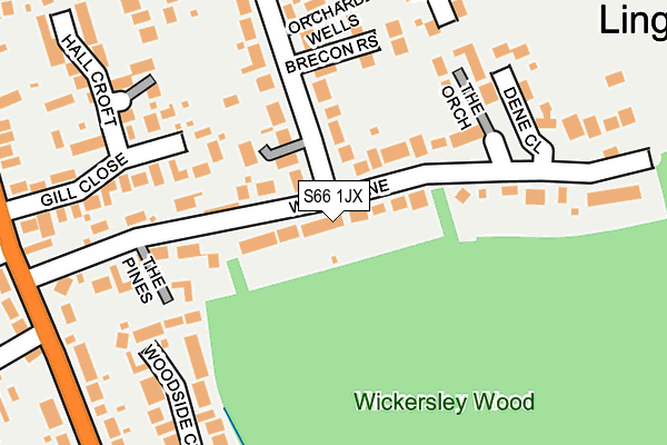 S66 1JX map - OS OpenMap – Local (Ordnance Survey)