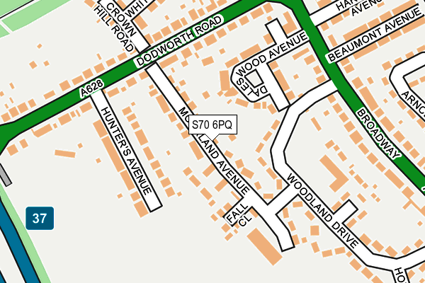 S70 6PQ map - OS OpenMap – Local (Ordnance Survey) S70 6PQ map - OS OpenMap – Local (Ordnance Survey)