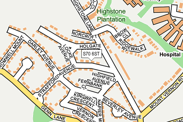 S70 6ST map - OS OpenMap – Local (Ordnance Survey)