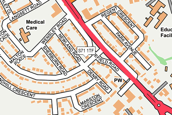 S71 1TF map - OS OpenMap – Local (Ordnance Survey) S71 1TF map - OS OpenMap – Local (Ordnance Survey)