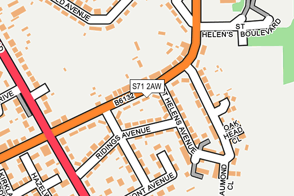 S71 2AW map - OS OpenMap – Local (Ordnance Survey) S71 2AW map - OS OpenMap – Local (Ordnance Survey)