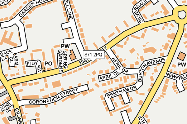S71 2PQ map - OS OpenMap – Local (Ordnance Survey) S71 2PQ map - OS OpenMap – Local (Ordnance Survey)
