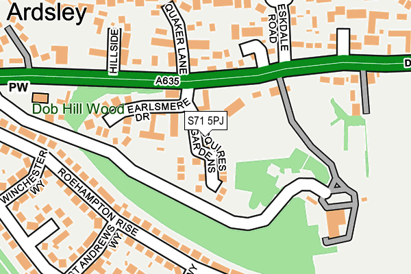 S71 5PJ map - OS OpenMap – Local (Ordnance Survey) S71 5PJ map - OS OpenMap – Local (Ordnance Survey)