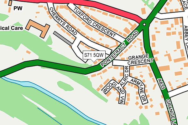 S71 5QW map - OS OpenMap – Local (Ordnance Survey) S71 5QW map - OS OpenMap – Local (Ordnance Survey)