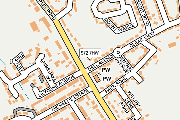 S72 7HW map - OS OpenMap – Local (Ordnance Survey) S72 7HW map - OS OpenMap – Local (Ordnance Survey)