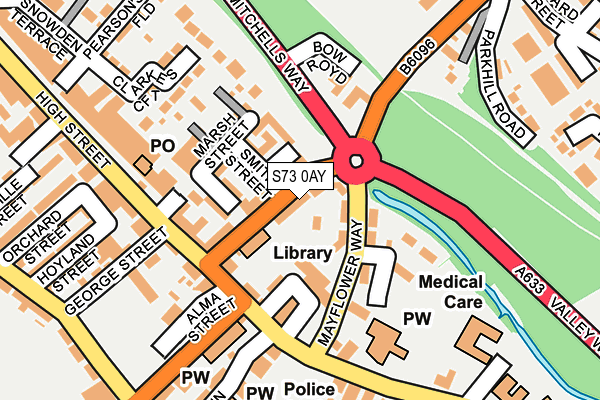 S73 0AY map - OS OpenMap – Local (Ordnance Survey) S73 0AY map - OS OpenMap – Local (Ordnance Survey)