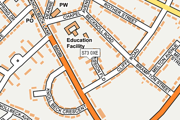 S73 0XE map - OS OpenMap – Local (Ordnance Survey) S73 0XE map - OS OpenMap – Local (Ordnance Survey)