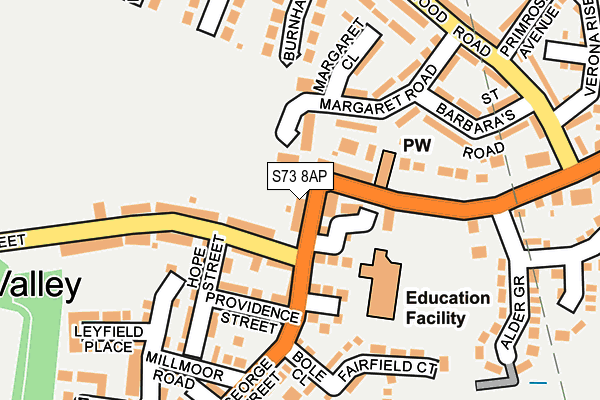 S73 8AP map - OS OpenMap – Local (Ordnance Survey) S73 8AP map - OS OpenMap – Local (Ordnance Survey)