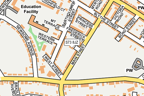 S73 8JZ map - OS OpenMap – Local (Ordnance Survey) S73 8JZ map - OS OpenMap – Local (Ordnance Survey)