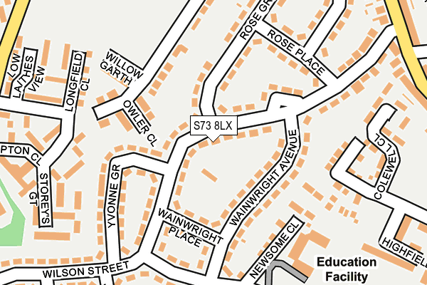 S73 8LX map - OS OpenMap – Local (Ordnance Survey) S73 8LX map - OS OpenMap – Local (Ordnance Survey)