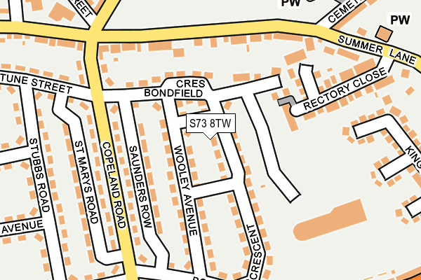 S73 8TW map - OS OpenMap – Local (Ordnance Survey) S73 8TW map - OS OpenMap – Local (Ordnance Survey)