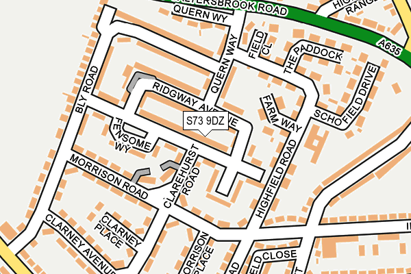S73 9DZ map - OS OpenMap – Local (Ordnance Survey)