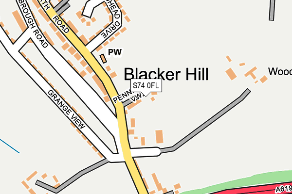 S74 0FL map - OS OpenMap – Local (Ordnance Survey)