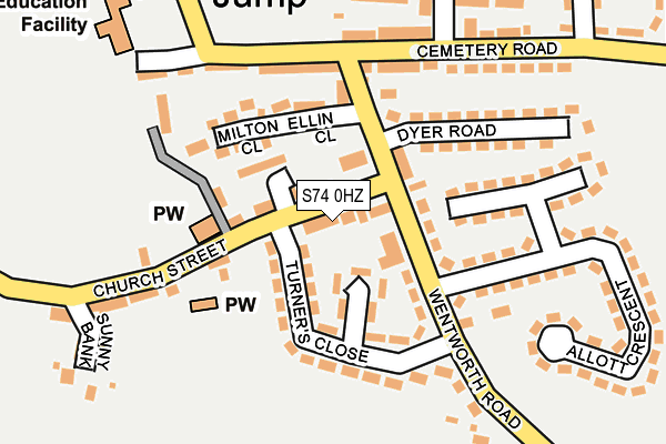 S74 0HZ map - OS OpenMap – Local (Ordnance Survey) S74 0HZ map - OS OpenMap – Local (Ordnance Survey)