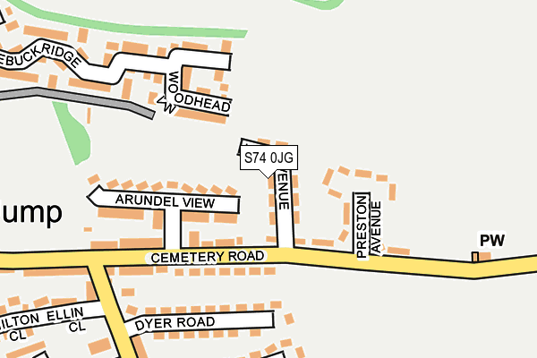 S74 0JG map - OS OpenMap – Local (Ordnance Survey) S74 0JG map - OS OpenMap – Local (Ordnance Survey)