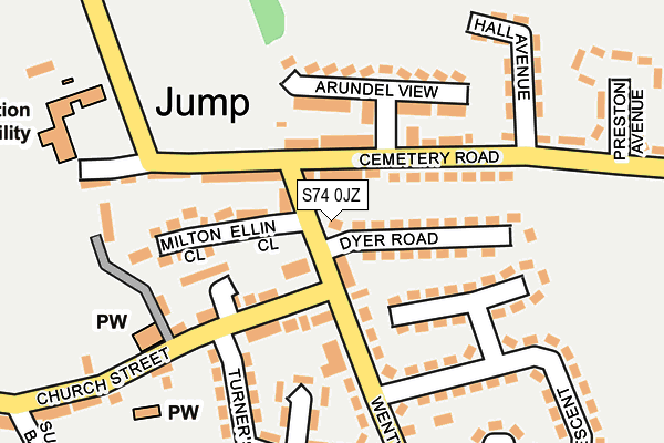 S74 0JZ map - OS OpenMap – Local (Ordnance Survey) S74 0JZ map - OS OpenMap – Local (Ordnance Survey)