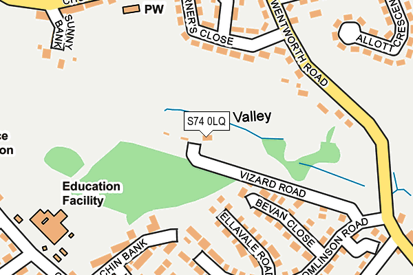S74 0LQ map - OS OpenMap – Local (Ordnance Survey) S74 0LQ map - OS OpenMap – Local (Ordnance Survey)