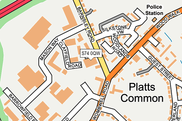 S74 0QW map - OS OpenMap – Local (Ordnance Survey) S74 0QW map - OS OpenMap – Local (Ordnance Survey)