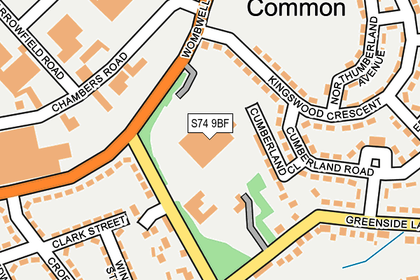 S74 9BF map - OS OpenMap – Local (Ordnance Survey) S74 9BF map - OS OpenMap – Local (Ordnance Survey)