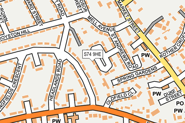 S74 9HE map - OS OpenMap – Local (Ordnance Survey) S74 9HE map - OS OpenMap – Local (Ordnance Survey)