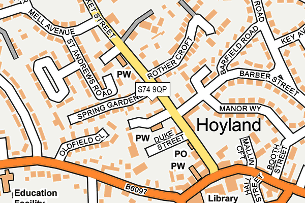 S74 9QP map - OS OpenMap – Local (Ordnance Survey) S74 9QP map - OS OpenMap – Local (Ordnance Survey)